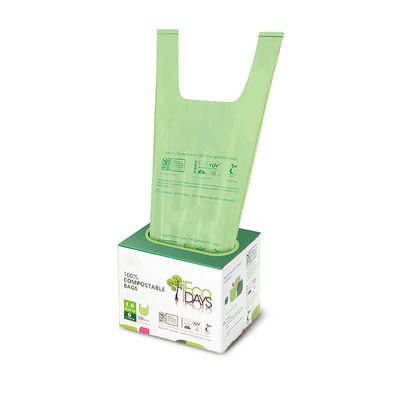 Harga yang bagus Komposable Biodegradable Kitchen Trash Bags Custom Dengan T-Shirt Handle on line