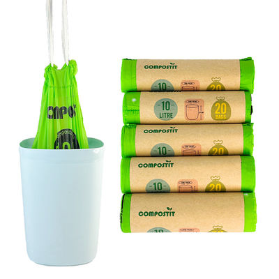 Harga yang bagus kertas bungkus digulung kompostable drawingstring kantong sampah untuk dapur ruang tamu on line