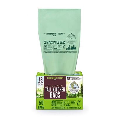 Harga yang bagus Grosir Berkelanjutan 100% Biodegradable Cornstarch Custom Printed High Kitchen Compostable Trash Bin Liner Bag untuk Food Scrap on line