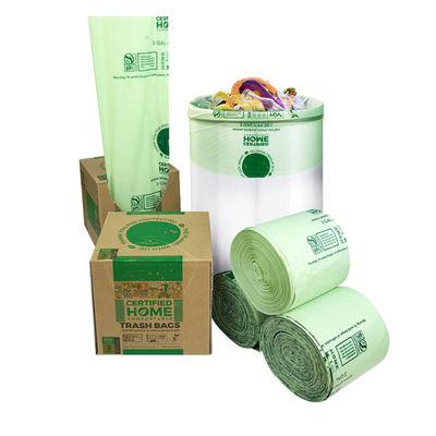 Harga yang bagus Berkelanjutan Eco Friend CornStarch Berbasis 100% Kompos Kustom Cetak Cetak Biodegradable Disposable Portable Trash Bin Liner on line