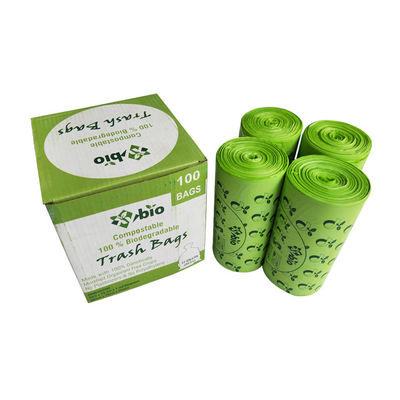 Harga yang bagus Berkelanjutan Eco Friend CornStarch Berbasis 100% Kompos Kustom Cetak Cetak Biodegradable Disposable Portable Trash Bin Liner on line