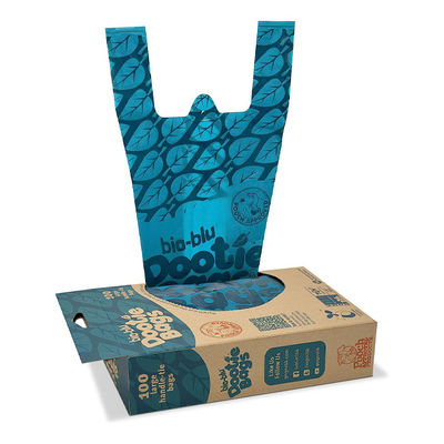 Harga yang bagus Eco Friendly Tie Handle Compostable Dog Poop Bags Dispenser Box Block Dikemas on line