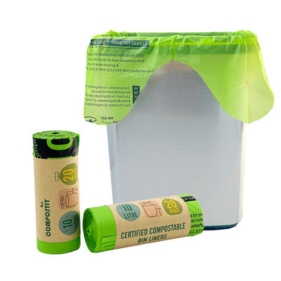 Harga yang bagus Wave Top Handle Compostable Garbage Bags Paper Wrap Rolled Untuk Dapur Kamar Tidur on line