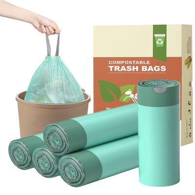 Harga yang bagus Green Biodegradable Drawstring Garbage Bags Tidak Berbisa Dengan Logo Khusus on line