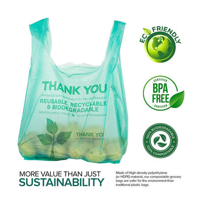 Harga yang bagus 100% Komposable Sustainable Cornstarch Ramah lingkungan Buah-buahan segar Sayuran Kemasan Tas T-shirt plastik biodegradable on line