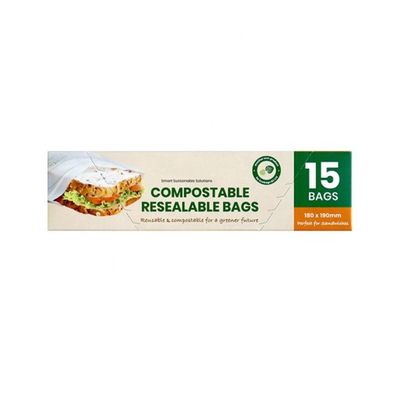 Harga yang bagus Home Komposable Resalable 100% Biodegradable Sustainable Cornstarch Sandwich Buah-buahan kering Kantong Ziplock untuk kemasan makanan on line